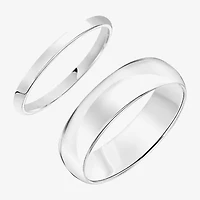 Unisex Adult 10K White Gold Wedding Ring Set