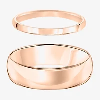 Unisex Adult 10K Rose Gold Wedding Ring Set