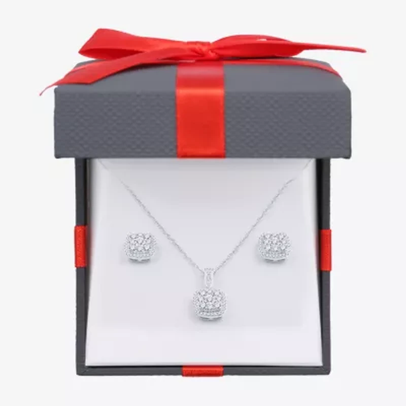 Diamond Blossom (H-I / I1) Womens 1 CT. T.W. Lab Grown White Diamond Sterling Silver Cushion 2-pc. Jewelry Set