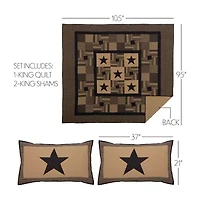 VHC Brands Country Check Star Reversible Quilt Set