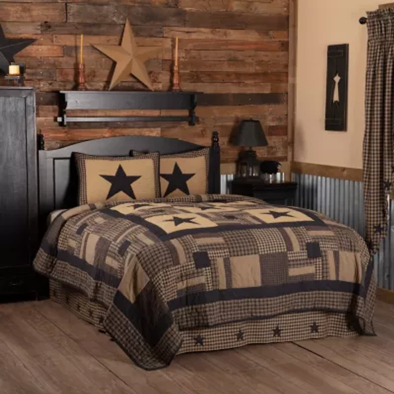 VHC Brands Country Check Star Reversible Quilt Set