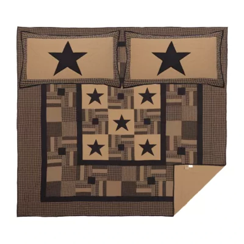 VHC Brands Country Check Star Reversible Quilt Set