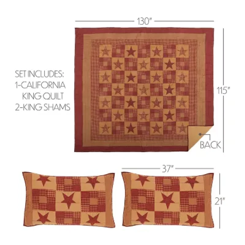 VHC Brands Ninepatch Star Reversible Quilt Set