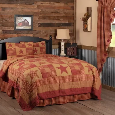 VHC Brands Ninepatch Star Reversible Quilt Set