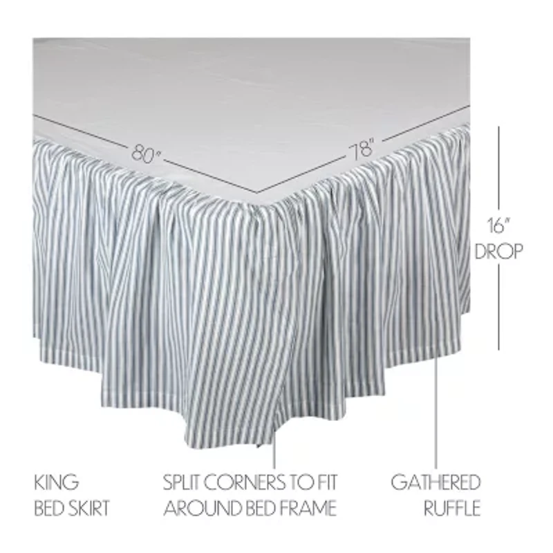VHC Brands Sawyer Mill Stripe 16" Bed Skirt