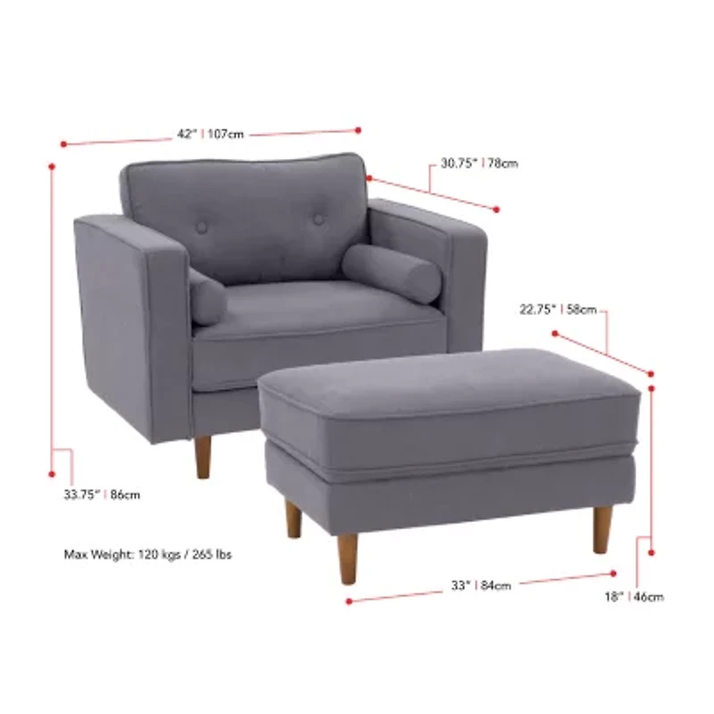 Corliving Mulberry Tufted Chair & Ottoman Set