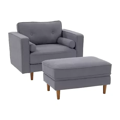 Corliving Mulberry Tufted Chair & Ottoman Set