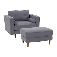 Corliving Mulberry Tufted Chair & Ottoman Set