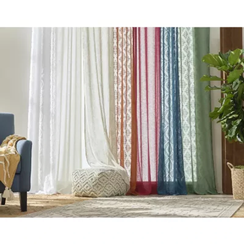 Distant Lands Fiji Solid Grommet Top Sheer Single Curtain Panel