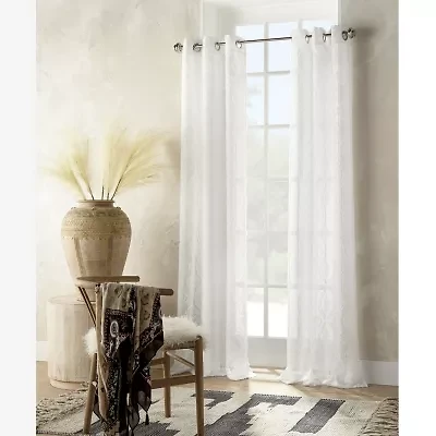 Distant Lands Ogee Clip Grommet Top Sheer Single Curtain Panel