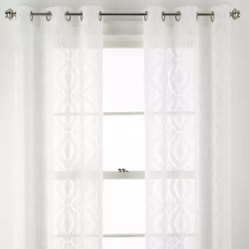 Distant Lands Ogee Clip Grommet Top Sheer Single Curtain Panel