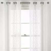 Distant Lands Ogee Clip Grommet Top Sheer Single Curtain Panel