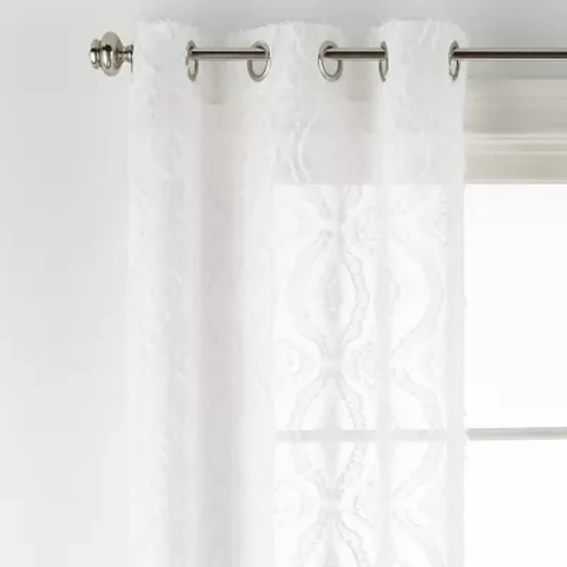 Distant Lands Ogee Clip Grommet Top Sheer Single Curtain Panel