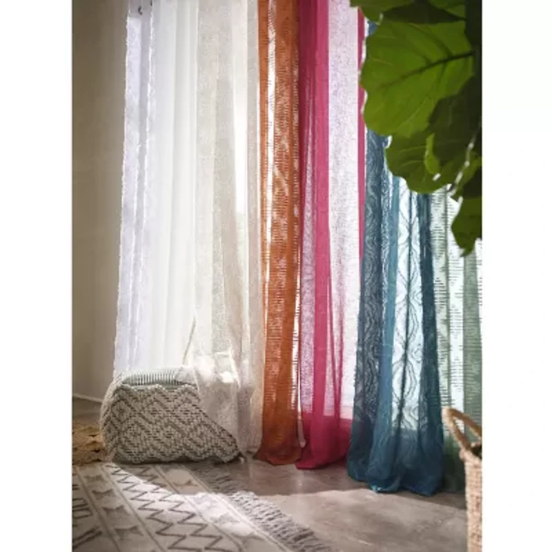 Distant Lands Diamond Clip Grommet Top Sheer Single Curtain Panel