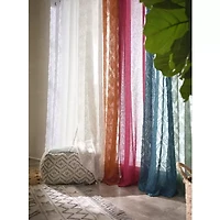 Distant Lands Diamond Clip Grommet Top Sheer Single Curtain Panel