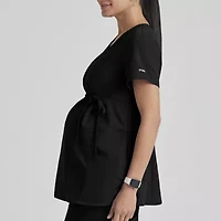 Grey's Anatomy™ by Barco Classic Grt094 Lilah 2-Pocket Mock Wrap Womens Maternity Short Sleeve Moisture Wicking Scrub Top
