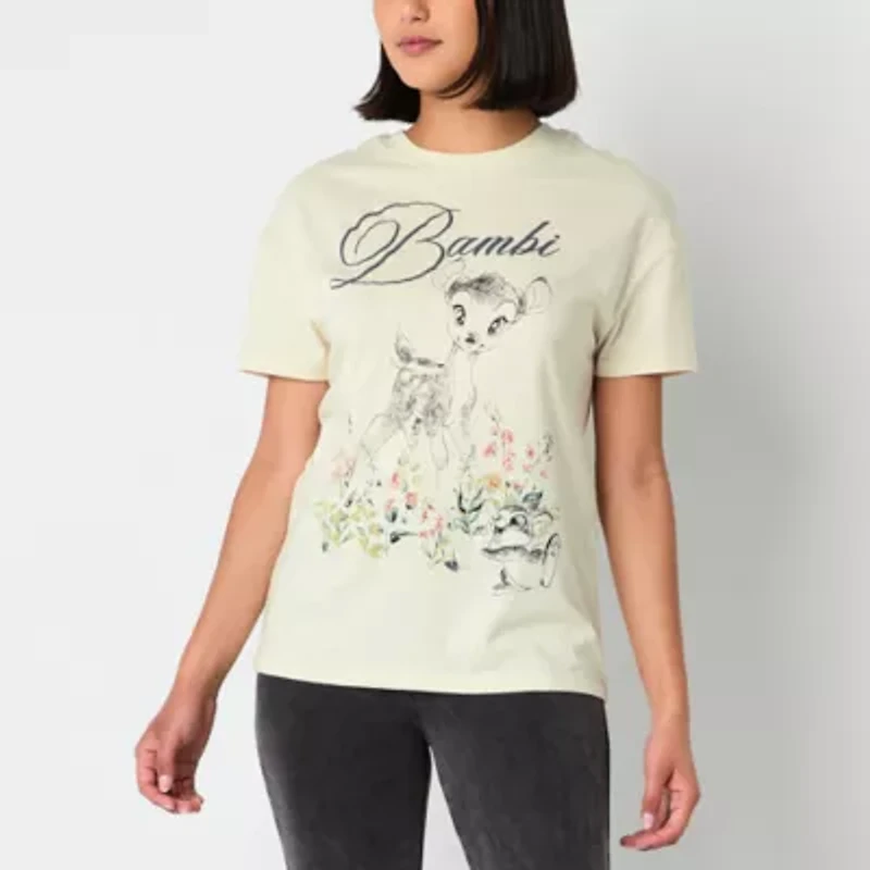 Bambi Boyfriend Tee Womens Crew Neck Short Sleeve Oversized Juniors Graphic T-Shirt