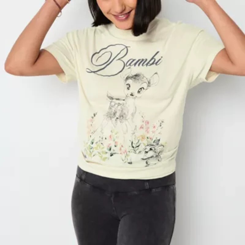Bambi Boyfriend Tee Womens Crew Neck Short Sleeve Oversized Juniors Graphic T-Shirt