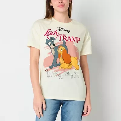 Lady And The Tramp Boyfriend Tee Womens Crew Neck Short Sleeve Oversized Lady and the Tramp Juniors Graphic T-Shirt