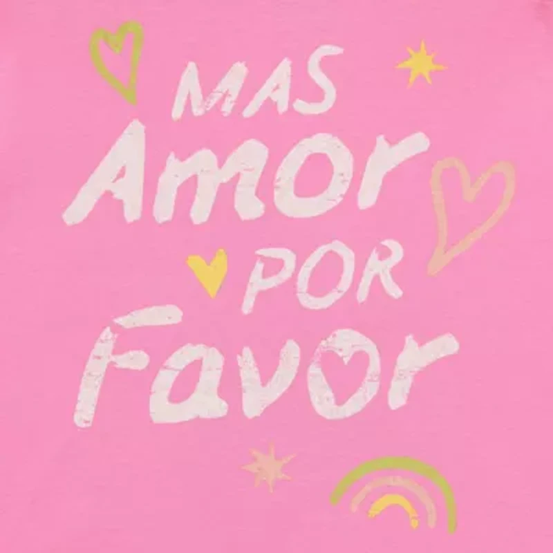 Mas Amor Por Favor Boyfriend Tee Womens Crew Neck Short Sleeve Oversized Juniors Graphic T-Shirt