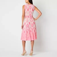 Danny & Nicole Womens Damask Midi Jacket Dress