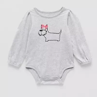 Okie Dokie Baby Girls Round Neck Long Sleeve Bodysuit