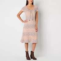Frye and Co. Ribbed Womens Short Sleeve Striped Sweater Dress
