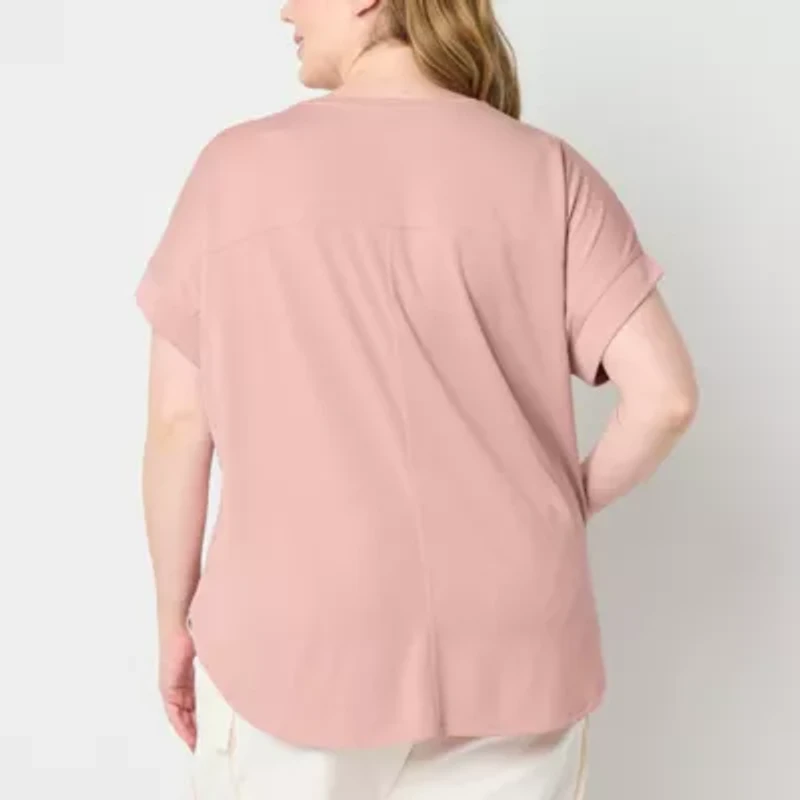 Stylus Womens Plus Crew Neck Short Sleeve T-Shirt