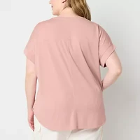 Stylus Womens Plus Crew Neck Short Sleeve T-Shirt
