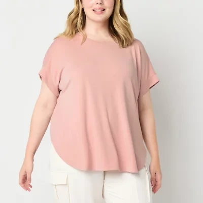 Stylus Womens Plus Crew Neck Short Sleeve T-Shirt