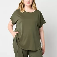 Stylus Womens Plus Crew Neck Short Sleeve T-Shirt