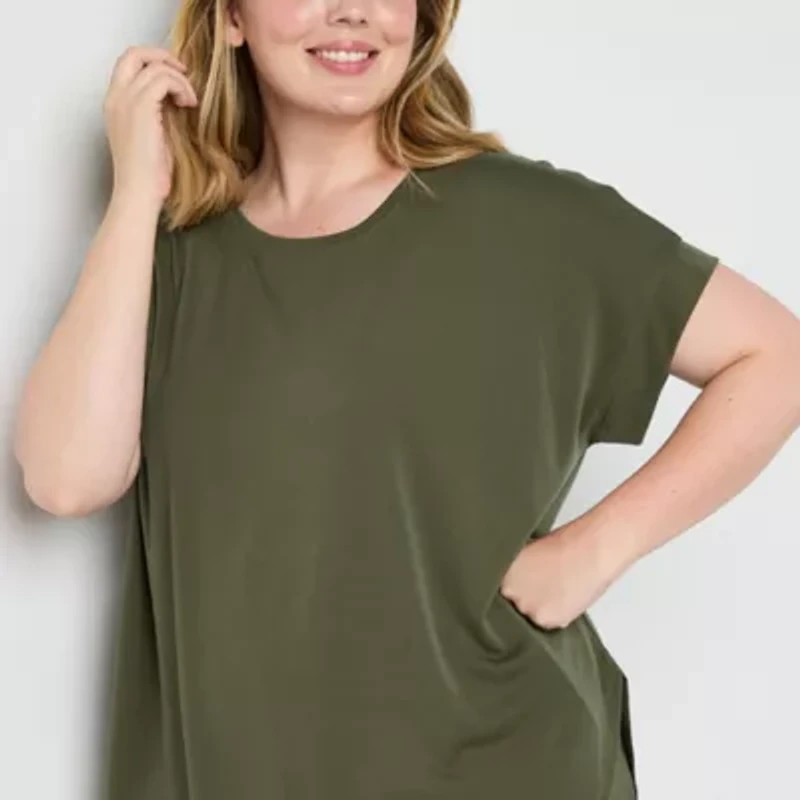 Stylus Womens Plus Crew Neck Short Sleeve T-Shirt