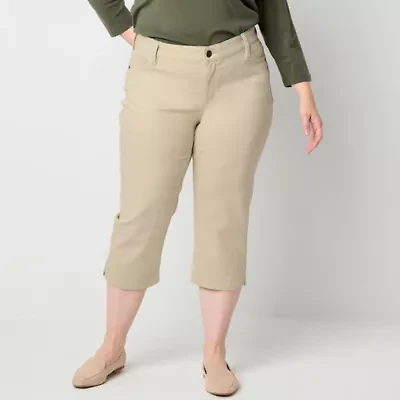 Liz Claiborne Sara Womens Plus Slim Mid Rise Capri Pant