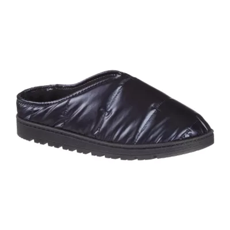 Isotoner Mikaela Nylon Puffer Hoodback Womens Memory Foam Clog Slippers