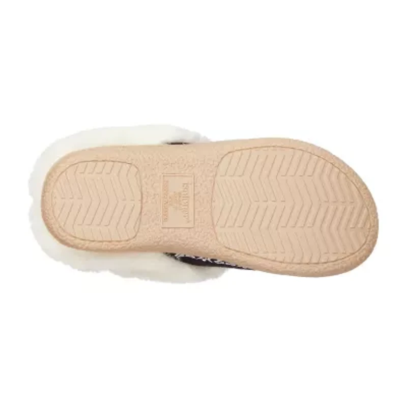Isotoner Clara Emroidered Microsuede Hoodback Womens Memory Foam Clog Slippers