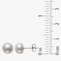 Womens Genuine White Cultured Freshwater Pearl Sterling Silver Earring Set