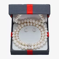 Womens White Cultured Freshwater Pearl Sterling Silver 3-pc. Jewelry Set