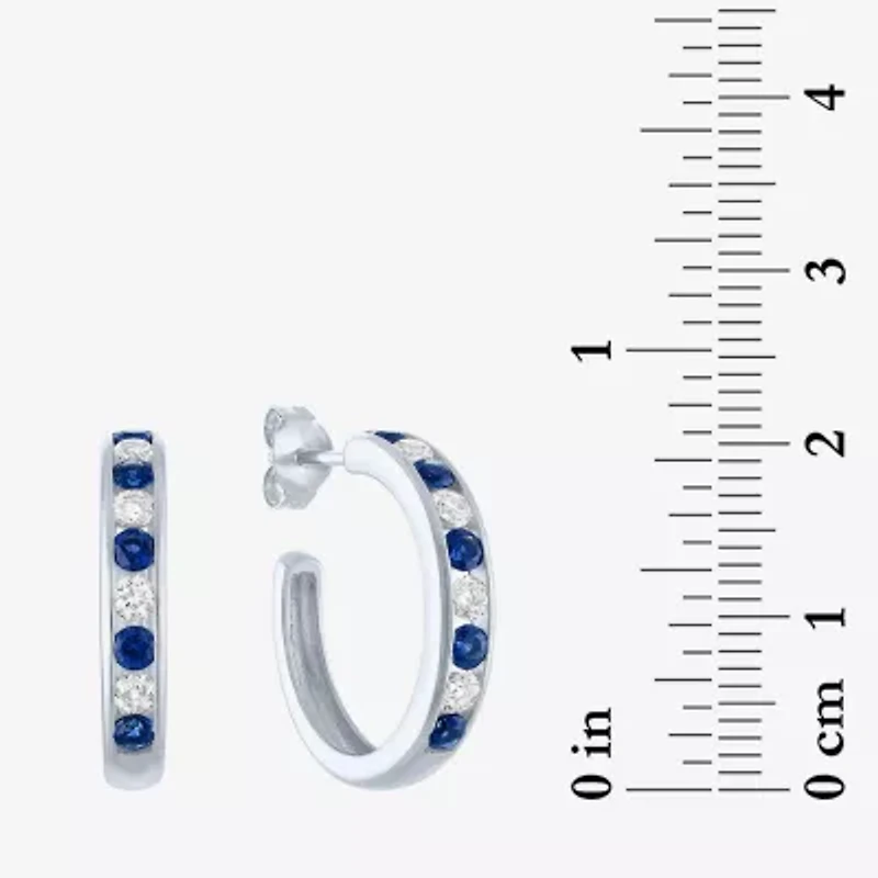 Gemstone Sterling Silver 20mm Hoop Earrings