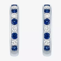 Gemstone Sterling Silver 20mm Hoop Earrings