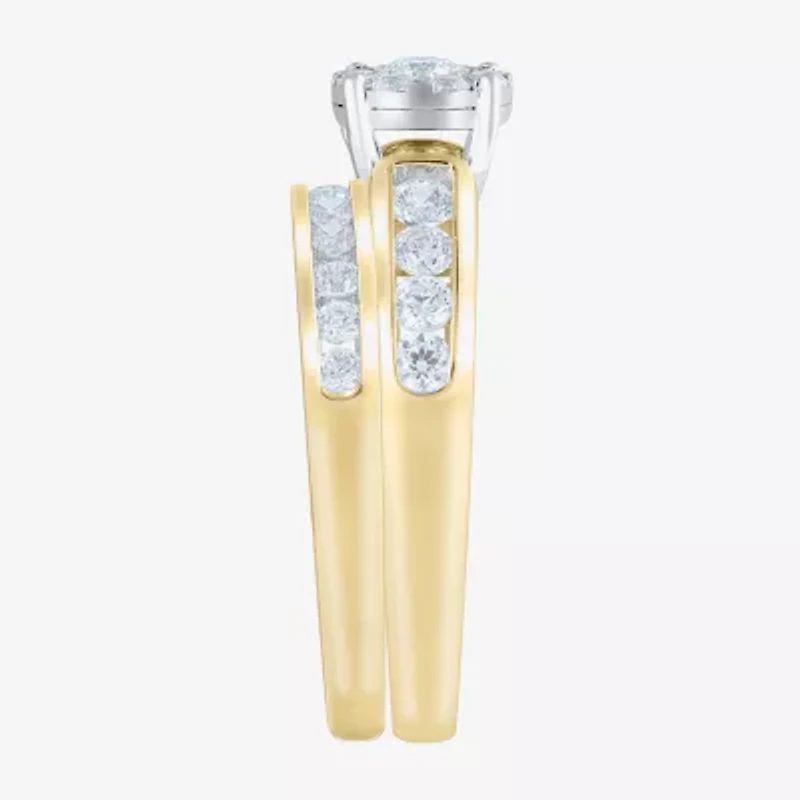 Round 1/2 CT.T.W. Natural Diamond Side Stone Bridal Set 10K or 14K Gold