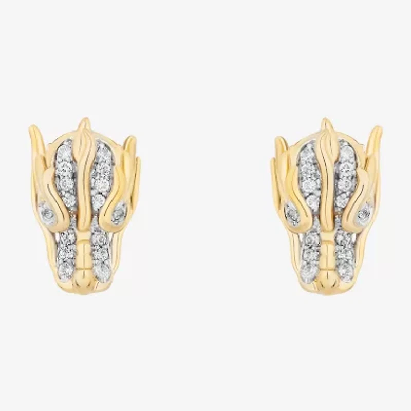 Enchanted Disney Fine Jewelry 1/10 CT. T.W. Natural White Diamond 14K Gold Over Silver 10.5mm Princess Mulan Stud Earrings