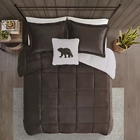 Woolrich Alton Plush to Sherpa Down Alternative Comforter Set with Throw Pillow