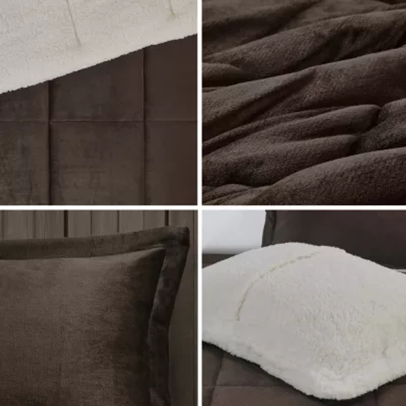 Woolrich Alton Plush to Sherpa Down Alternative Comforter Set with Throw Pillow