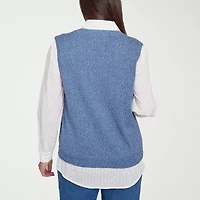 Alfred Dunner Lake Victoria Womens Long Sleeve Layered Sweater