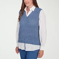 Alfred Dunner Lake Victoria Womens Long Sleeve Layered Sweater