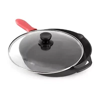 MegaChef Pre-Seasoned Cast Iron 12" Skillet with Glass Lid