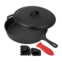 MegaChef Pre-Seasoned Cast Iron 12" Skillet with Lid