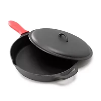 MegaChef Pre-Seasoned Cast Iron 12" Skillet with Lid