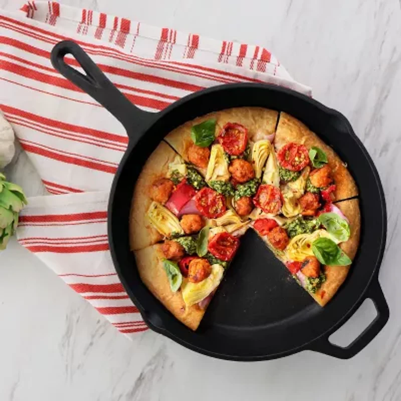 MegaChef Pre-Seasoned Enameled Cast Iron 12" Frying Pan