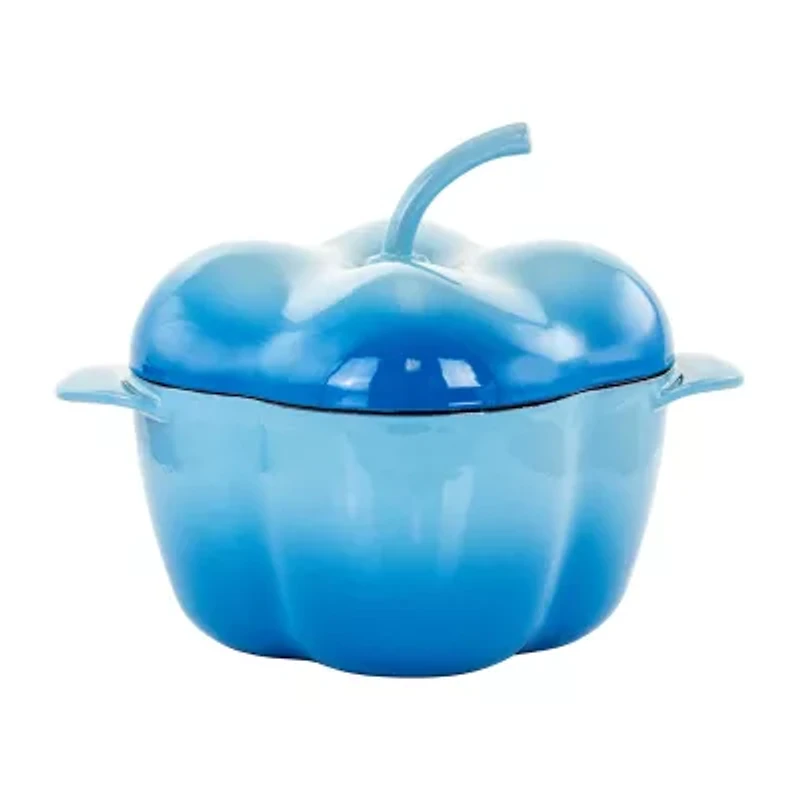 MegaChef 3 Quart Pepper Shape Enameled Cast Iron Casserole